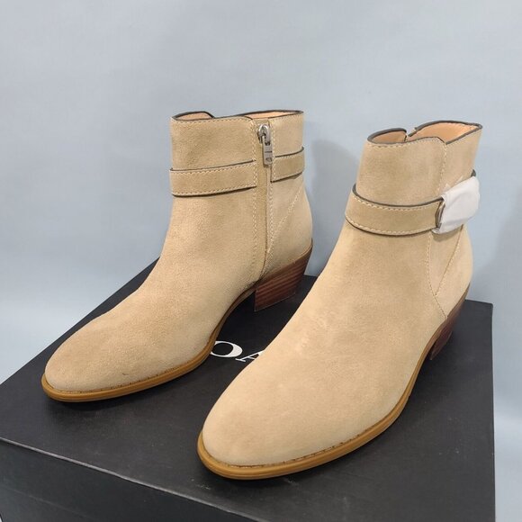 Coach Dylan Oat Suede Block Heel Ankle Boots Womens Size 5.5B NIB MSRP $195 - Picture 8 of 11
